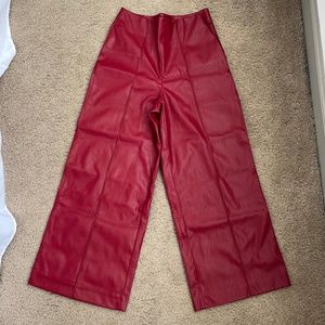 Forever 21 Wide Legged Cropped Faux Leather Pants - S